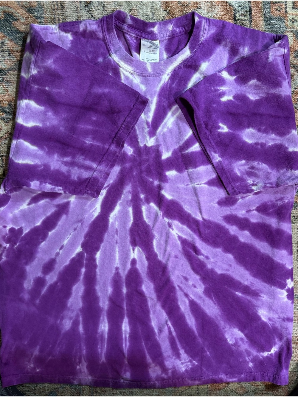 Gildan Purple and White Tie-Dye Short Sleeve Tee Mens XL